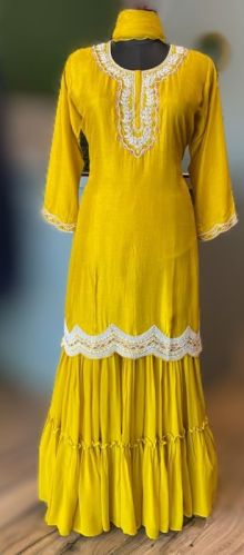 Partywear Sharara, Color : Yellow M, XL, XXL