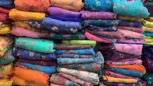 Multi Color Printed Organza Fabrics, For Garments, Occasion : Ethnic Wear