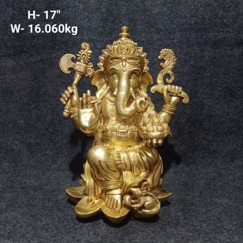 Super Fine Finished Brass Ganesha Statues, For Shop, House, Hotel, Packaging Type : Thermocol Box