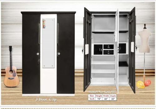 White KAMDHENU 3 DOOR Square Plain Glossy Finish Steel Foldable Wardrobe, Size : 4x6.5, 78x48x20