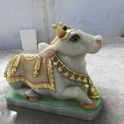 Marble Nandi Bull Statue, Color : White