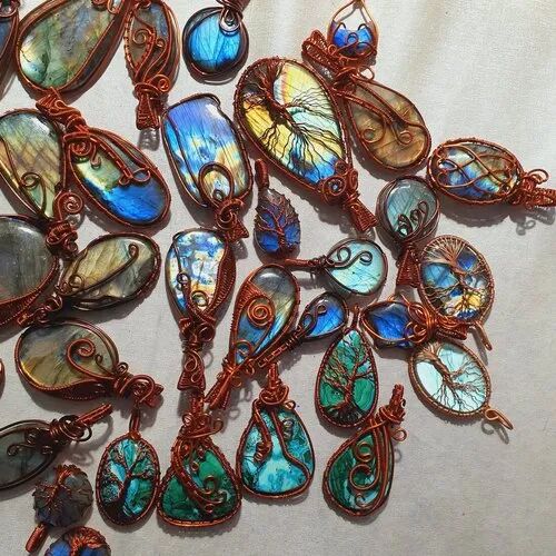 Copper Wire Gemstone Pendant, Occasion : Party