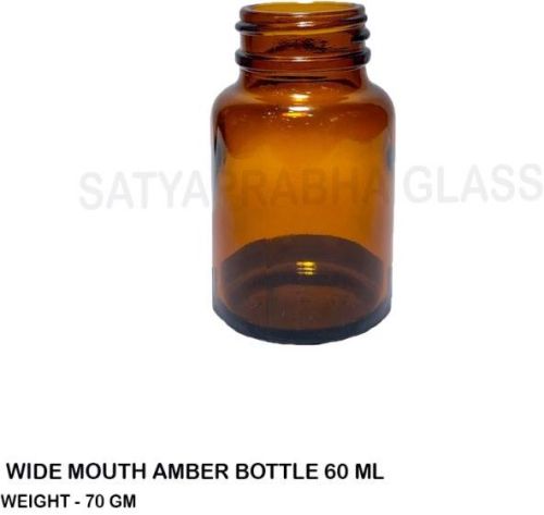 Round Glass 60 Ml Amber Bottle, For Chemical, Pattern : Plain