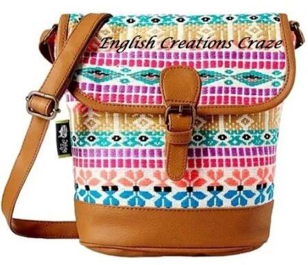 Mix Colors Ecc Jute Printed Handbags