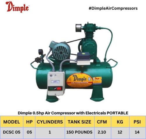 0.5HP DIMPLE PORTABLE AIR COMPRESSOR, Certification : ISO 9001:2015