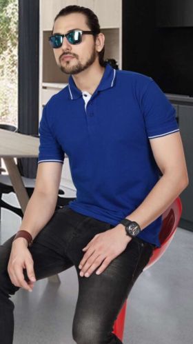 Plain Cotton Blend Mens Polo T-Shirt, For Sports Wear, Casual