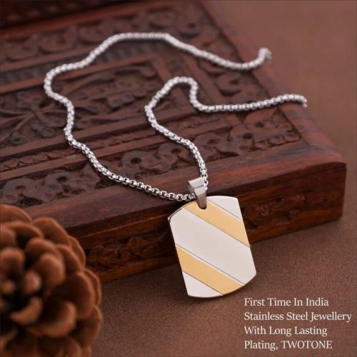 Silver Stainless Steel Pendant, Packaging Type : Box