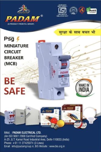 Grey PADAM Electric AC Miniature Circuit Breaker, Voltage : 240/415