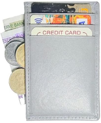 Gentleman Grey Leather Card Holder, Design : Plain