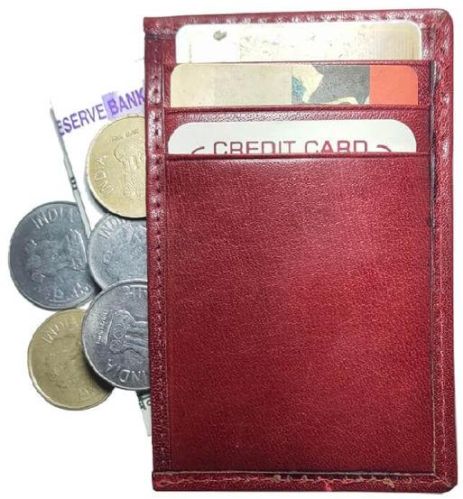 Gentleman Red Leather Card Holder, Design : Plain