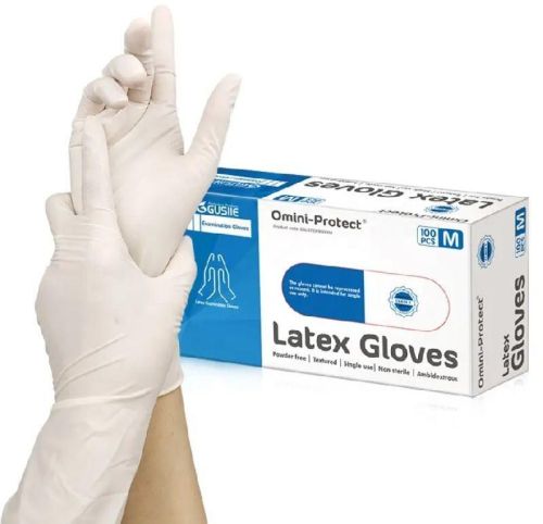 Dotted Powdered Latex Examination Glove, Size : S for Clinical