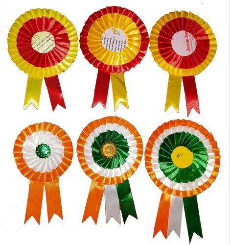 Round Ribbon Badges, Size : 4 Inch