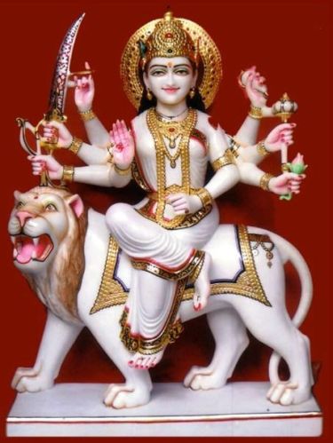 Printed Marble Durga Statue, For Temple, Home