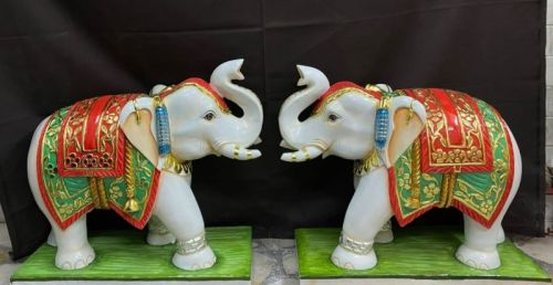 Printed Marble Elephant Statue, For Garden, Home