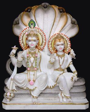 Printed Marble Laxmi Narayan Statue, For Home, Office, Temple