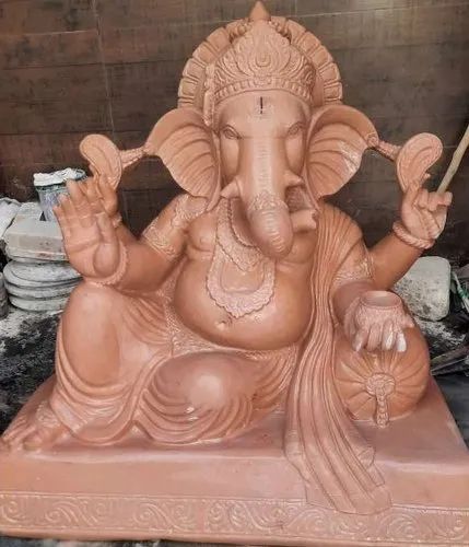 Polished Red Marble Ganesha Statue, For Home, Temple, Style : Antique