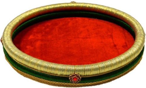 Chhab Round Velvet Gift Tray, For Homes, Hotels, Restaurants, Banquet, Wedding, Packaging Food Items