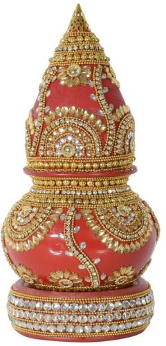 Decorative Golden Work Kalash Set, For Home, Temple, Size : 10