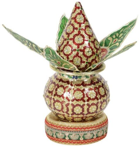 Rajwadi Red Meenakari Kalash Set, For Worship Use, Feature : Attractive Pattern, Durable, Fine Finished