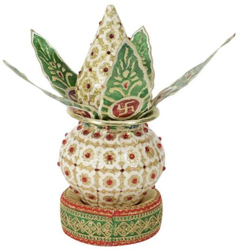 Rajwadi White Meenakari Kalash Set, For Worship Use, Feature : Attractive Pattern, Fine Finished, Hard Structure