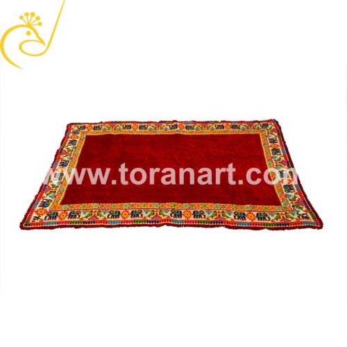 Rajwadi Work Single Bed Maroon Velvet Quilt