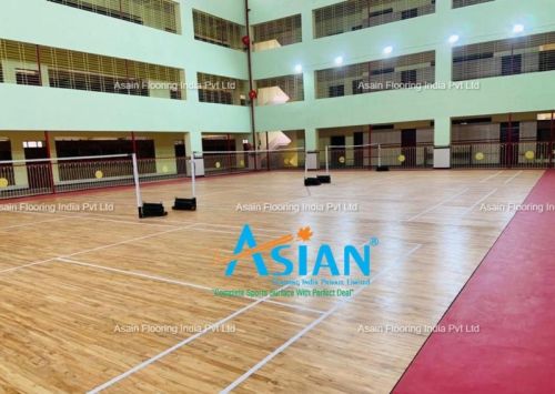 Plain Polished Teak/Maple Wood Indoor Badminton Courts, Feature : High Strength, Quality Tested
