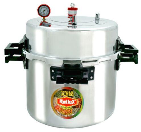 Silver Manual Aluminium Jumbo Pressure Cooker, For Home, Hotel, Shop, Feature : Eco Friendly