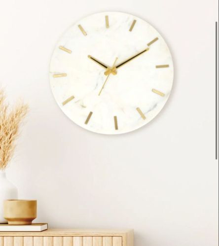 Plain Marble Wall Clock, Color : White