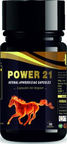 Power 21 Aphrodisiac Capsules, Packaging Type : Black PET Bottle