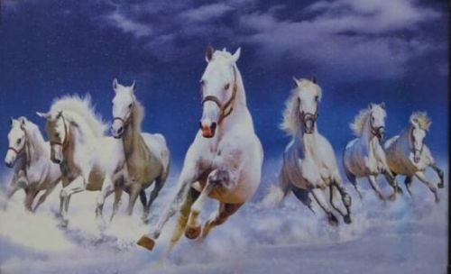 Canvas Seven Horses Running Painting, Style : Realistic