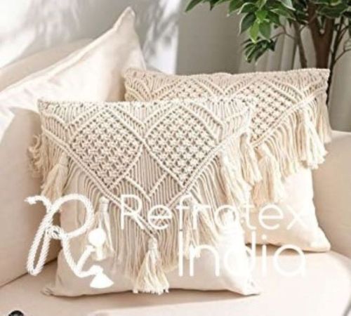 Cotton CC101 Macrame Cushion Cover, For Sofa, Bed, Chairs, Feature : Easy Wash, Soft, Eco Friendly