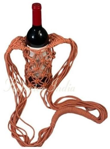 Round MWB104 Macrame Wine Bag, For Gifting, Pattern : Plain