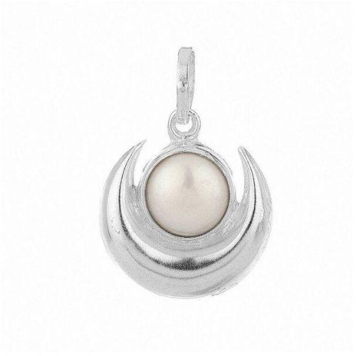 Round Half Moon Pearl Pendant, Color : White