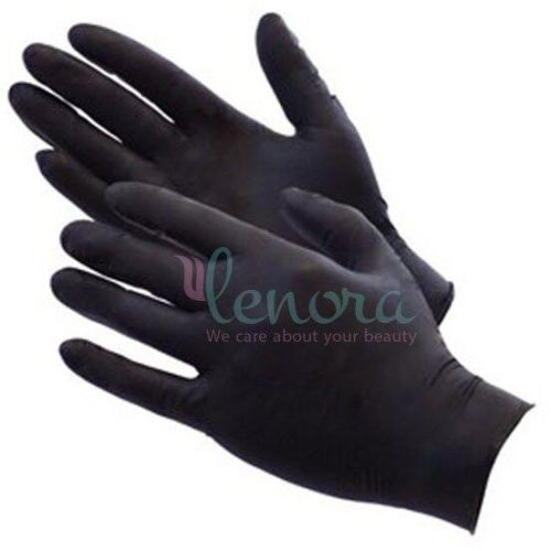 Lenora Nitrile Disposable Salon Plastic Gloves, Color : Black