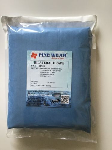 Blue Plain Non-Woven Bilateral Drape, For Hospital, Hospital, Size : 250X350CM