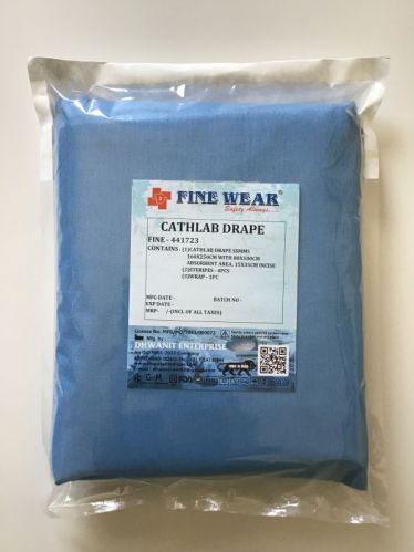 Fine Wear Plain Non-Woven Cath Lab Drape, Size : 160X250CM