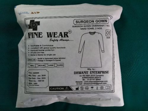 Non Woven Plain Disposable Surgeon Gowns, For Surgical, Hospital, Clinic, Clinical, Size : M, XL