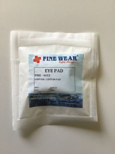 White Fine Wear Soft Cotton Eye Dressing Pad, For Hospital, Feature : Disposable