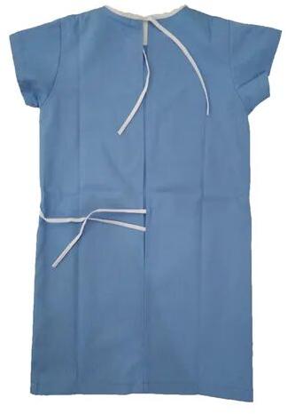 Blue Half Sleeve Plain Fine Wear Patient Gown, For Hospital Use, Size : M