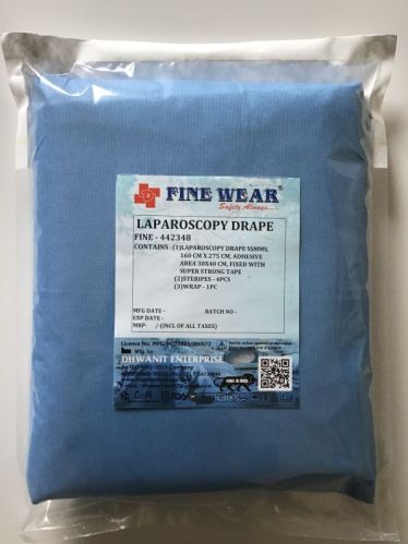 Blue Fine Wear Plain Non-woven Laparoscopy Drape, For Hospital, Size : 160 X 275 Cm