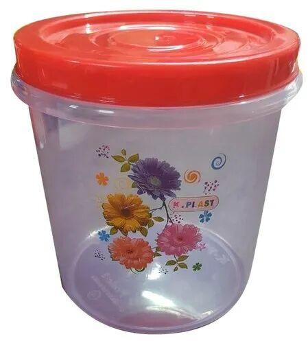 8 Inch Round Plastic Container, Color : Red, White