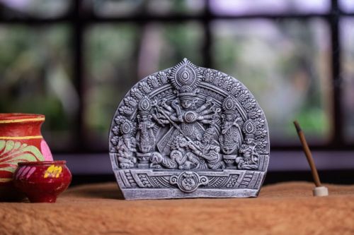Souvenir Gift Handmade Durga Idol, For Worship, Temple, Interior Decor, Office, Home, Garden, Packaging Type : Carton Box