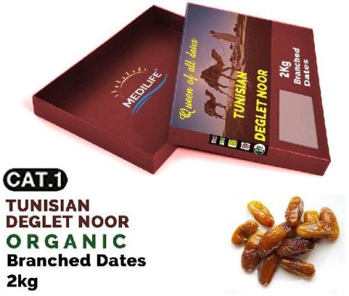 Organic Dates Deglet Nour On Branch 2 Kg Carton Box