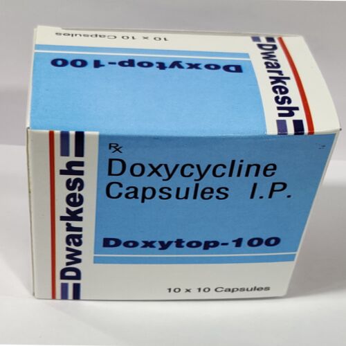 Doxytop-100 Pharmaceutical Capsules, Packaging Size : 10*10 Box (100 Capsules)