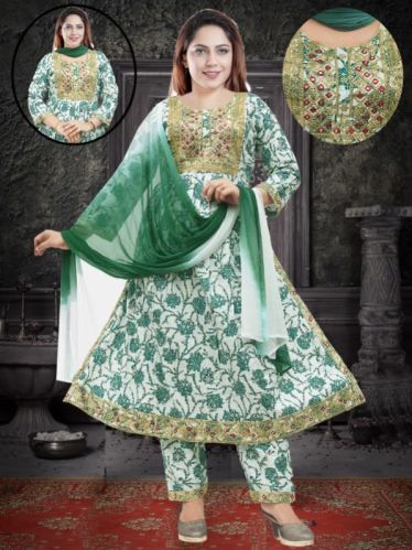 Plain Cotton Double Tone Nayra Suit, Technics : Machine Made