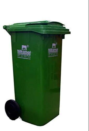 Nilkamal Plastic Trolly Wheel Dust Bin, Color : Green