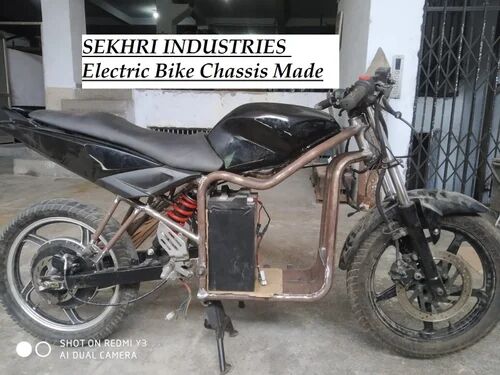 MILD STEEL ELECTRIC BIKE CHASSIS, Color : BLACK