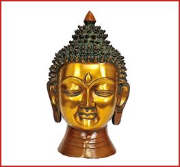 Polished Brass Buddha Face Statue, For Decorative, Style : Antique