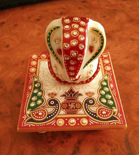 Marble Ganesh Chowki, Color : Multicolor