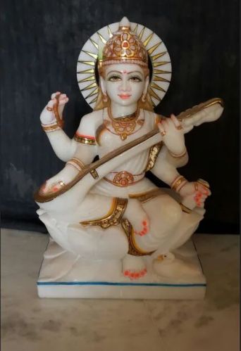 Marble Saraswati Murti, Color : Multicolor